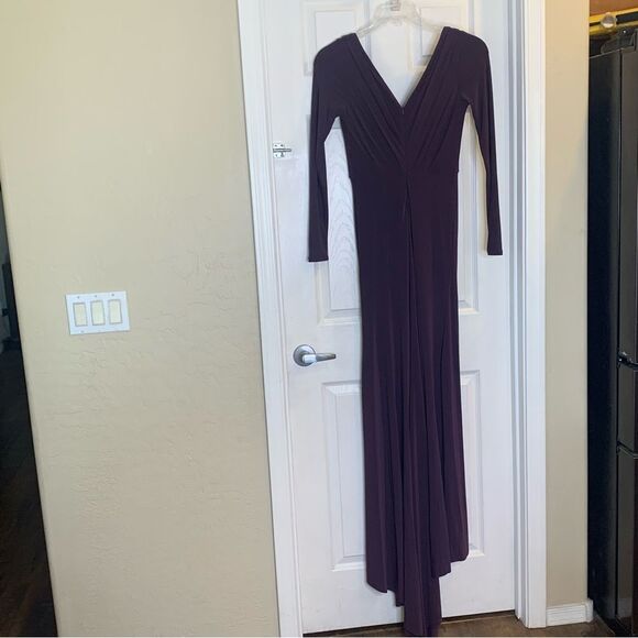 Vera Wang Plum Colored Jersey Maxi Dress Size 2 - Picture 5 of 12